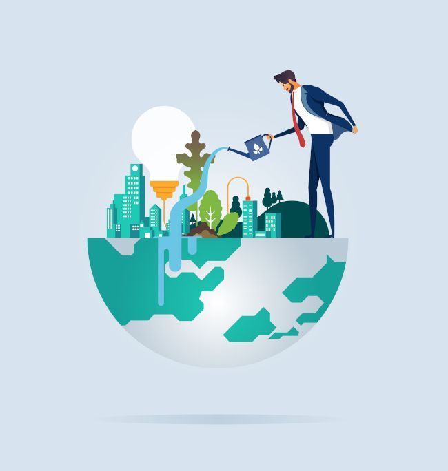 hombre de negocios cuida medio ambiente